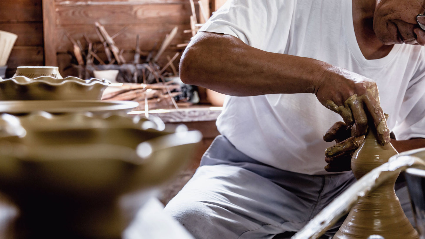 Minoyaki Japanese Ceramic Sake Serving Set 2 Cups and Server (Made in Japan)